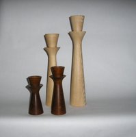 Mahogni og ask, H 15, 18, 40 og 45 cm